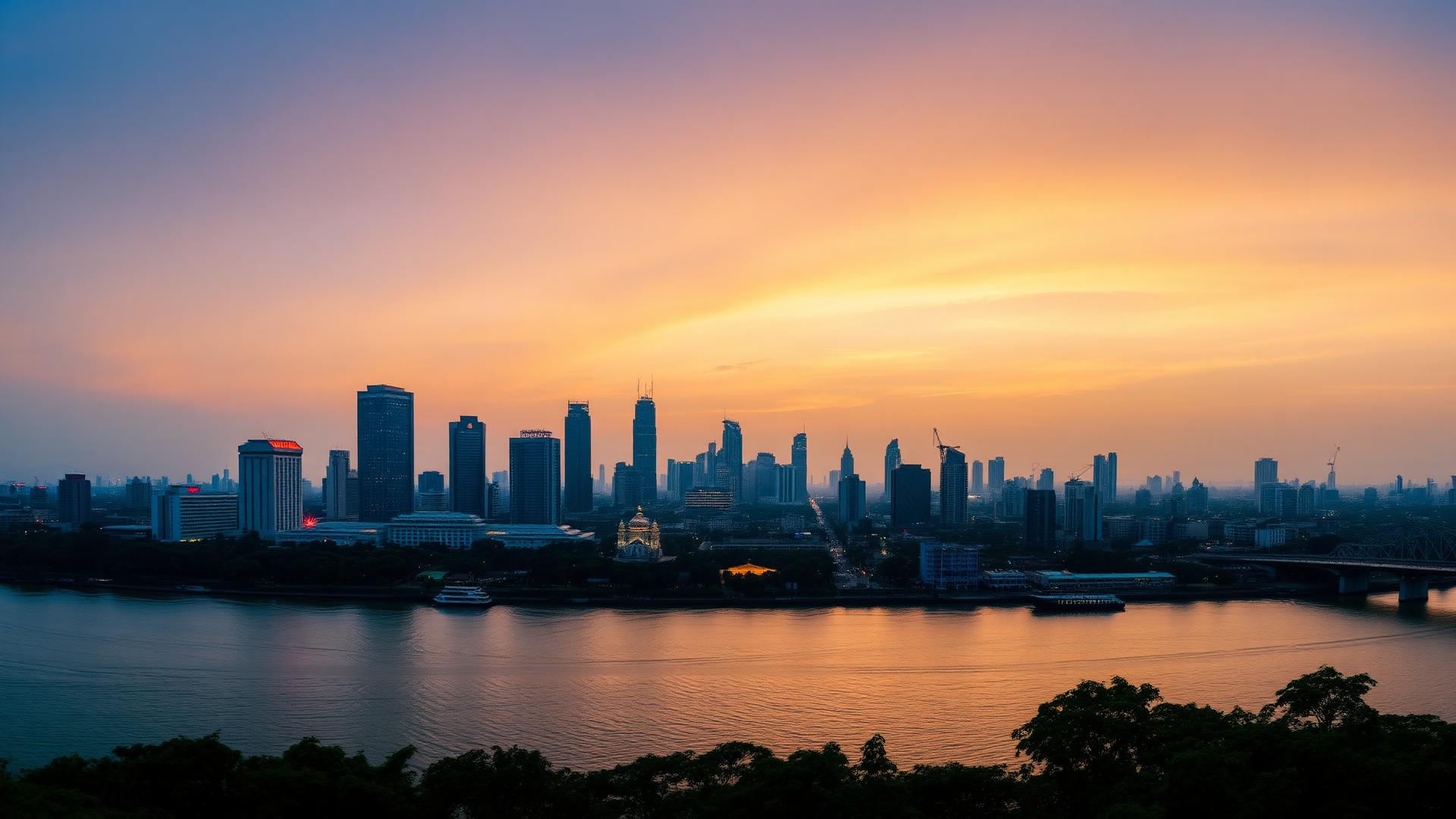 Toàn cảnh thành phố Hồ Chí Minh về đêm bên sông Sài Gòn